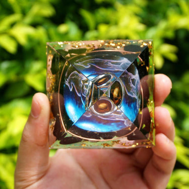 #110-Handmade Obsidian CAPRICORNUS & SATURN 'WISDOM' ORGONITE Pyramid
